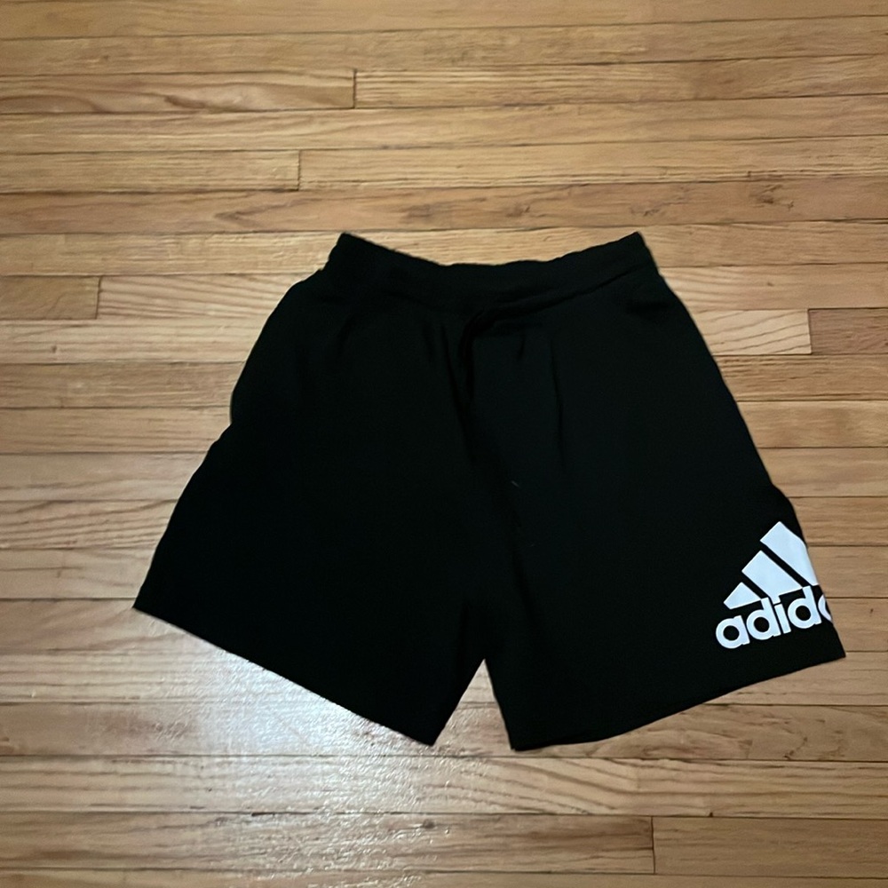 Black Adidas shorts with white logo on the side men’s small